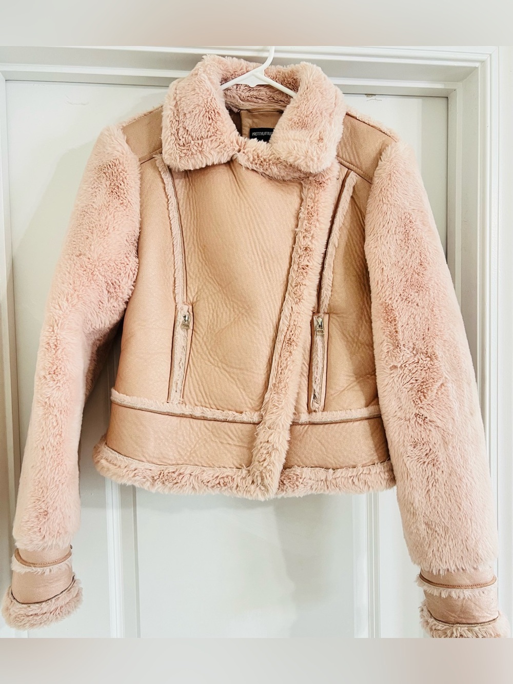 Petit Bateau Blush Pink Faux-Shearling Moto Jacket (read description)